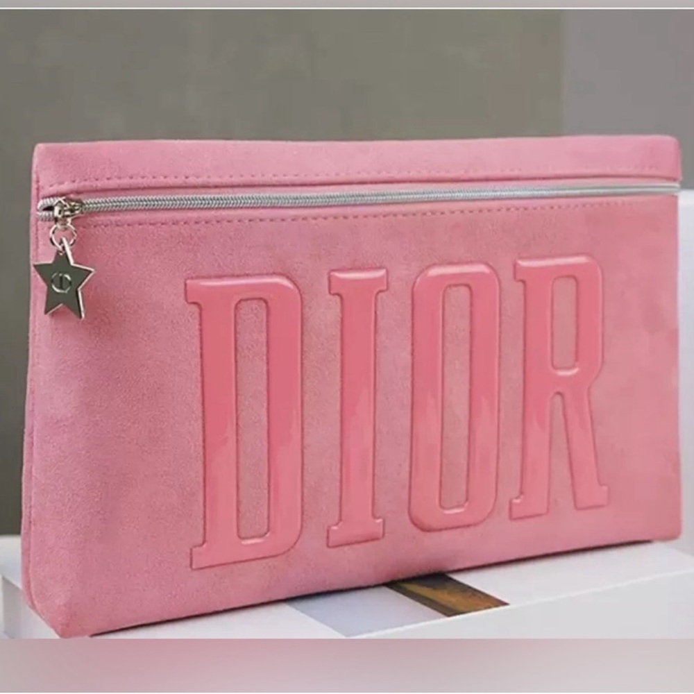 DIOR Beauty Pink Cosmetic Makeup Bag Pouch Suede 100% New